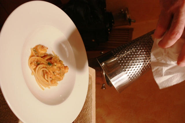 spaghetti Verrigni con matriciana di mare