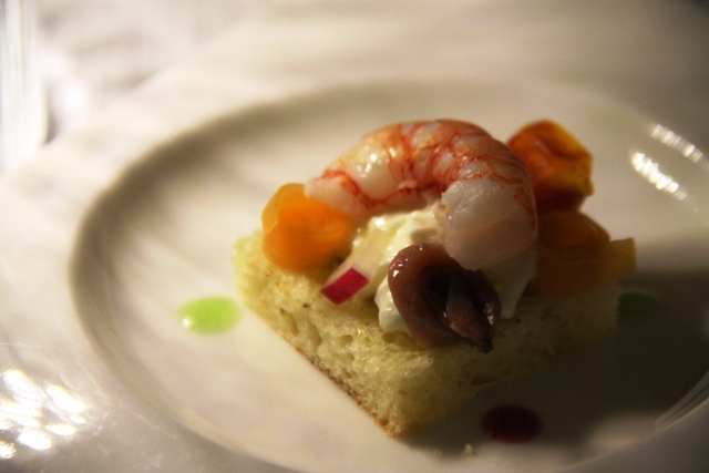 alici ricci e capricci, ovvero burrata con acciuga polpa di ricci e verdure