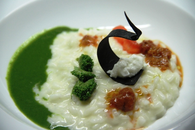 risotto con burrata cime di rapa e ricci di mare